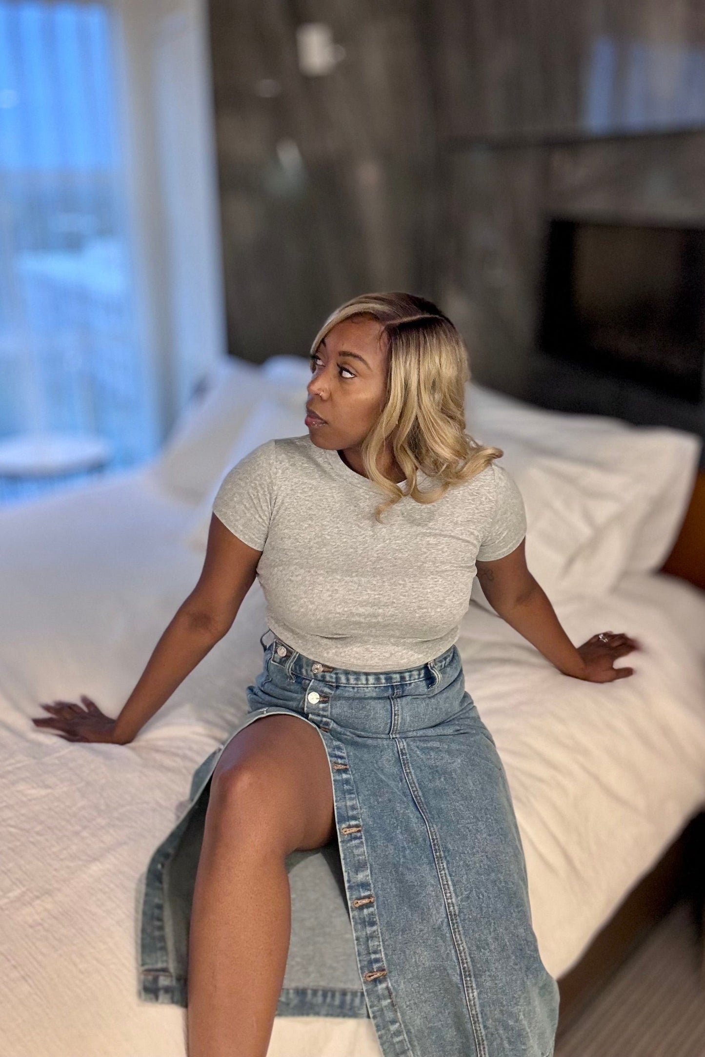 Button Me Down Denim Skirt