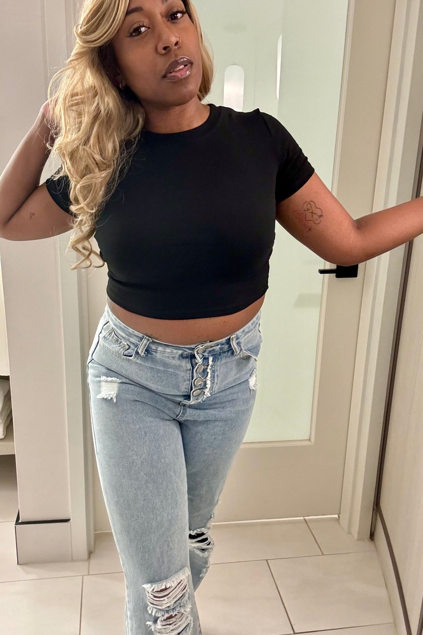 Scrunchy Sides Crop Tee