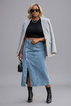 Button Me Down Denim Skirt