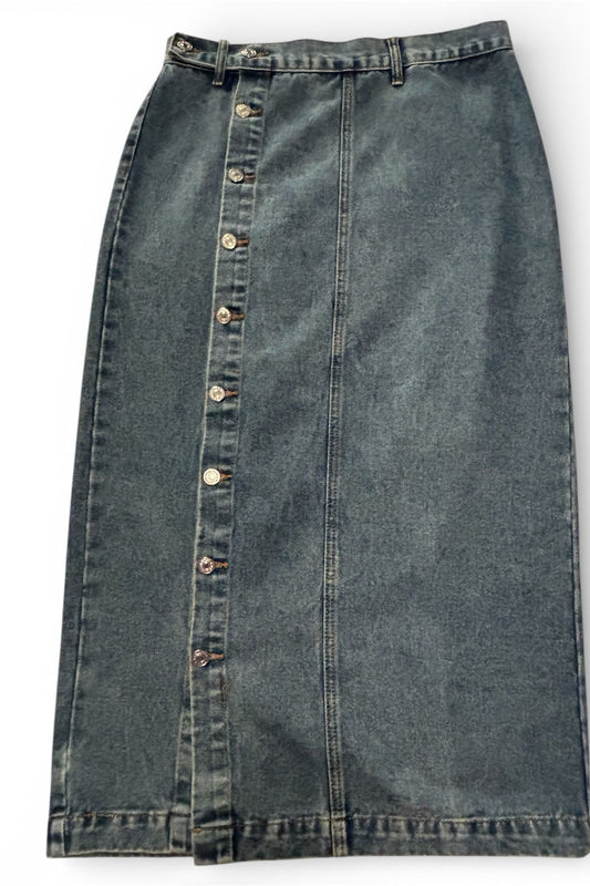 Button Me Down Denim Skirt