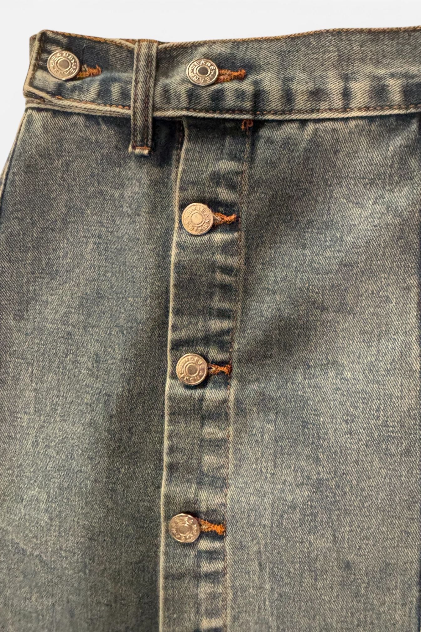 Button Me Down Denim Skirt
