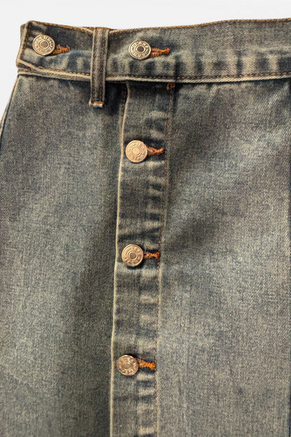 Button Me Down Denim Skirt