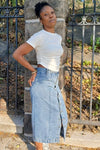 Button Me Down Denim Skirt